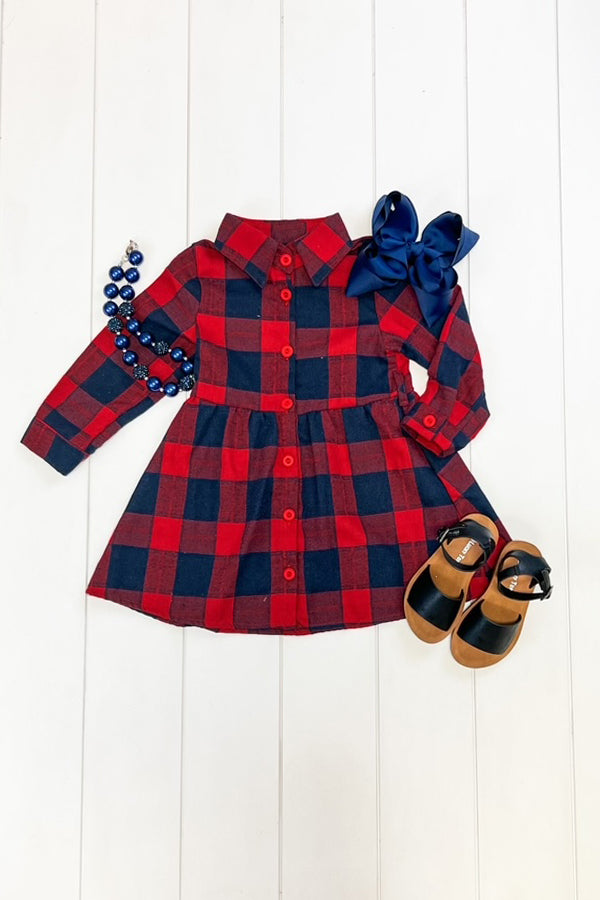 Red & Navy Plaid Dress