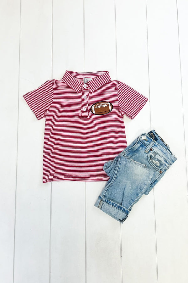 Red Stripe Football Polo