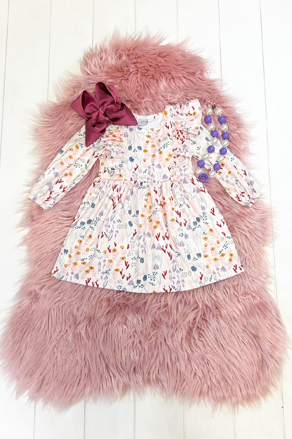 White Fall Floral Dress