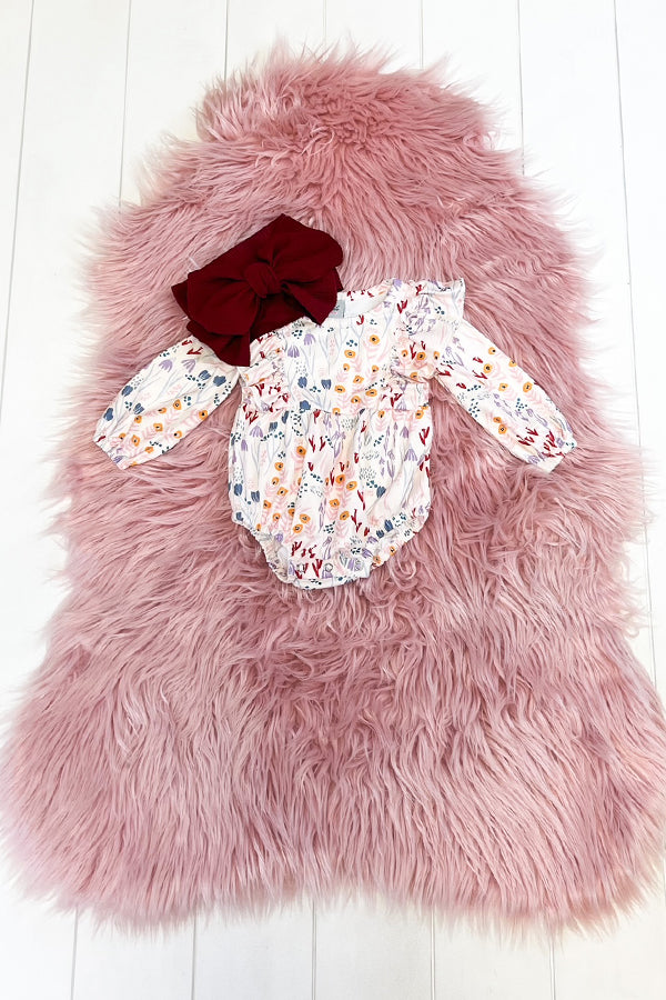 White Fall Floral Romper