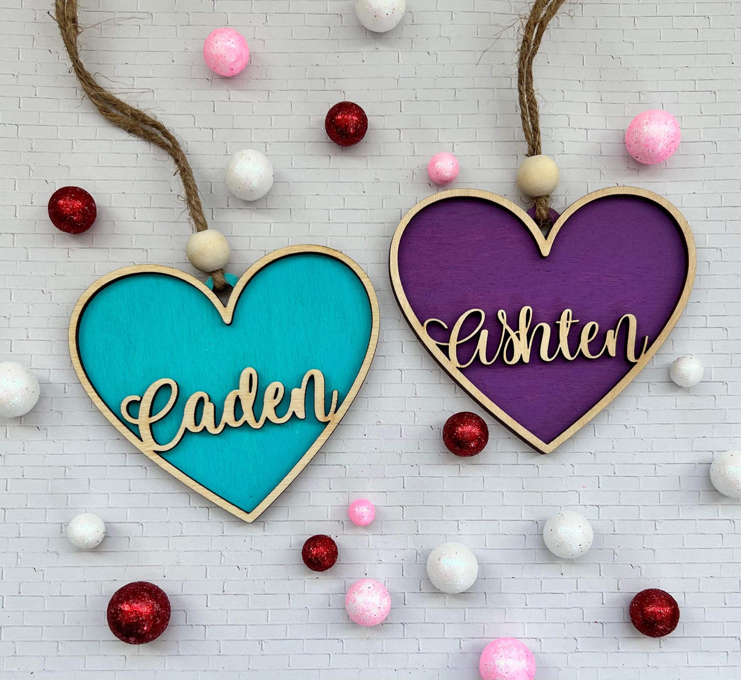 Customizable Wood Heart Tags