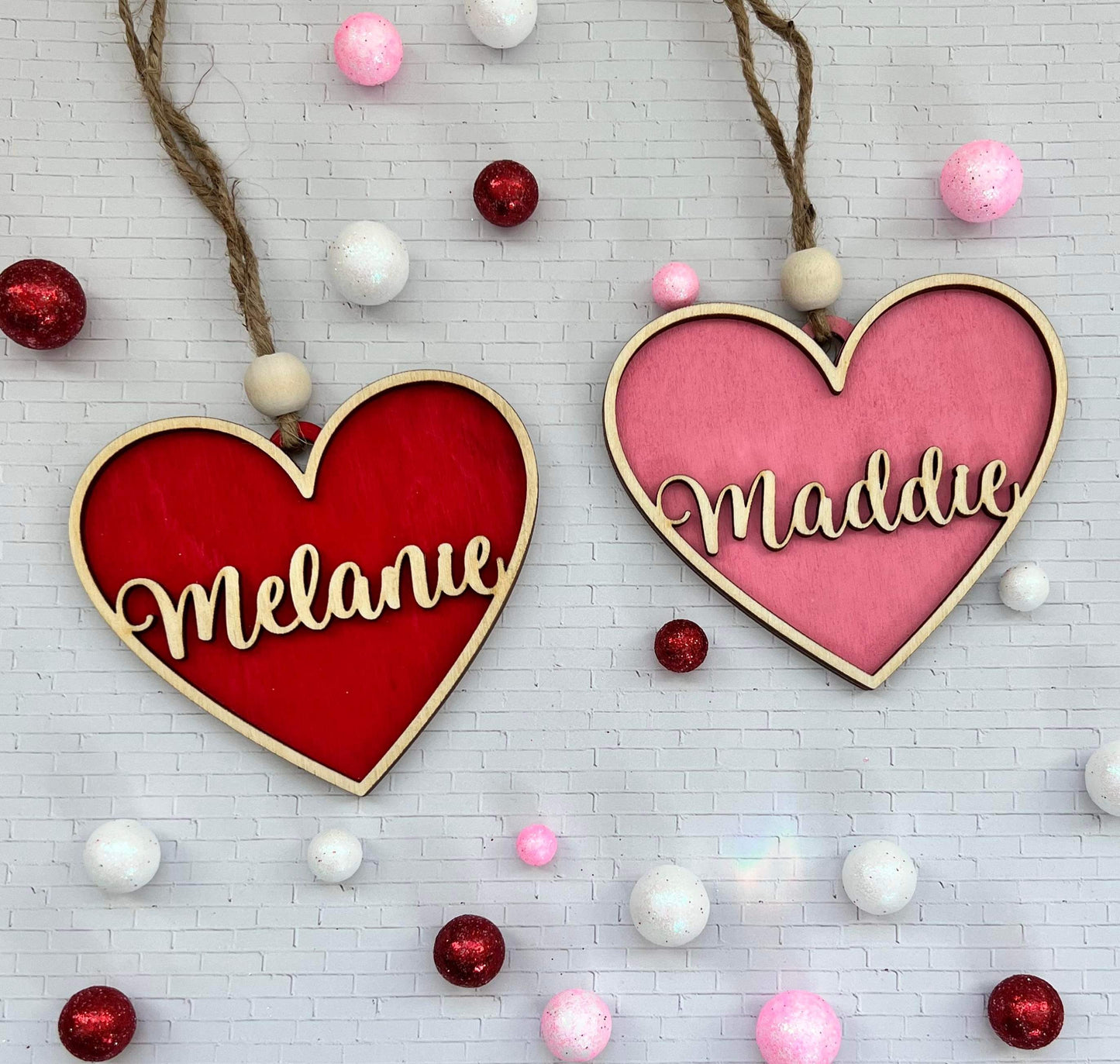 Customizable Wood Heart Tags