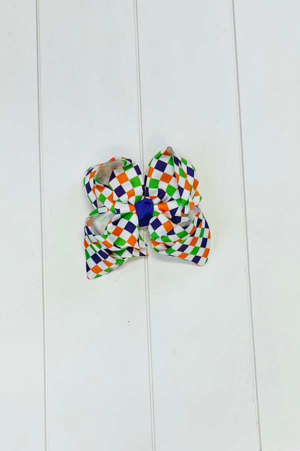 Double Stacked- Halloween Checkered Bow