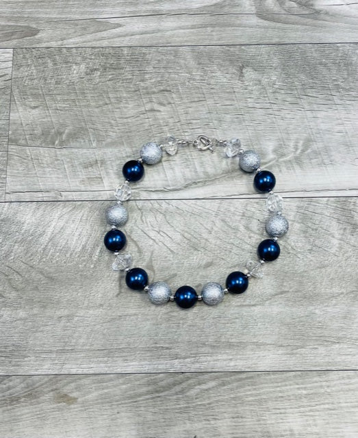 Navy Clear & Silver Necklace