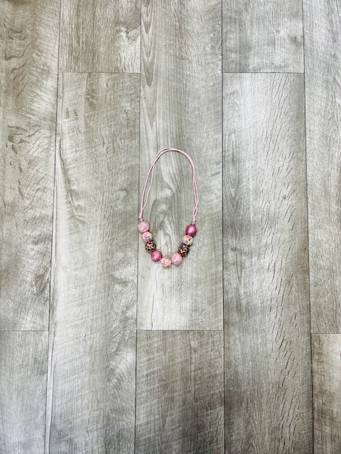 Adjustable- Pink & Leopard Necklace