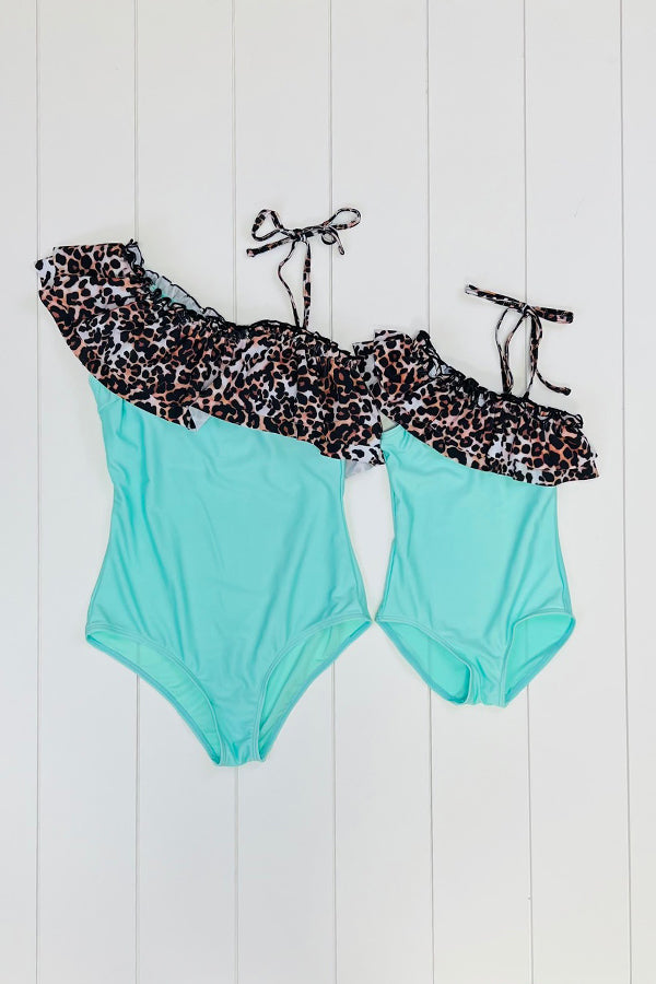 Mama & Me- Aqua & Leopard Swimsuit