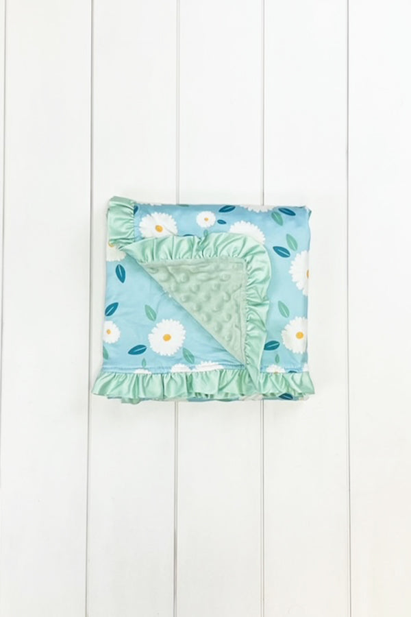 Blue & Mint Daisy Minky Blanket