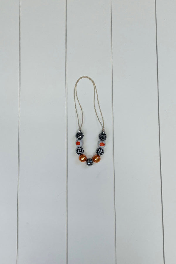 Adjustable Gingham Pumpkin Necklace