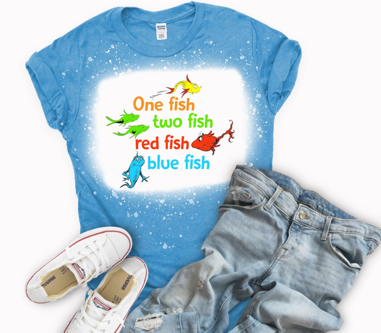 One Fish Two Fish Red Fish Blue Fish-MANY Colors, Mom-2XL / Orange | Dash of Glitter