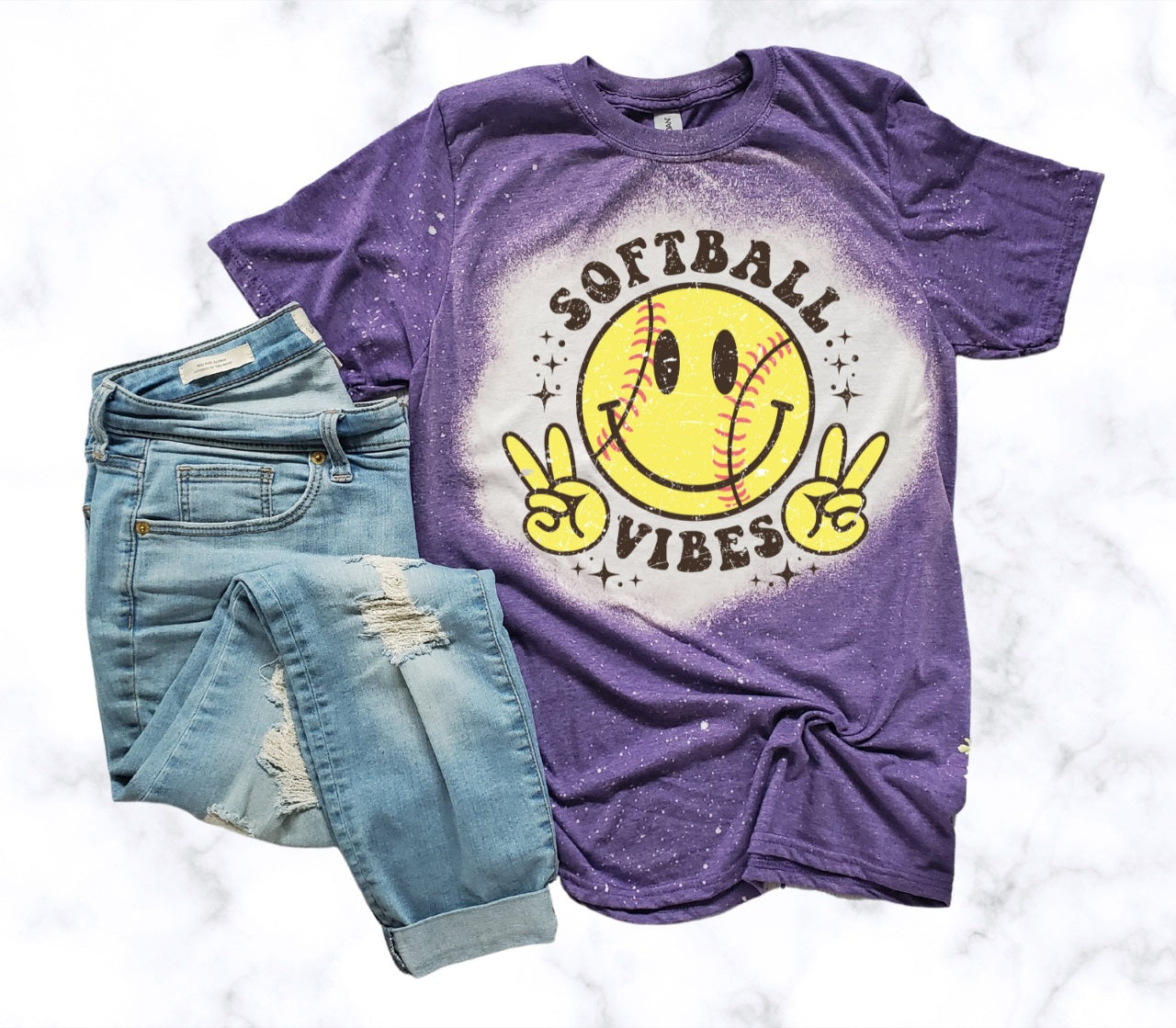 Smiley Softball Vibes-MANY COLORS
