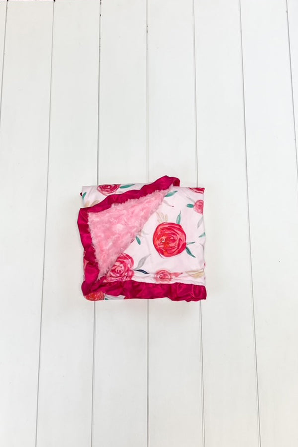 Pink Rose Minky Blanket