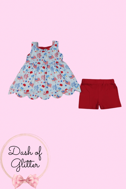 Patriotic Scallop Short Set
