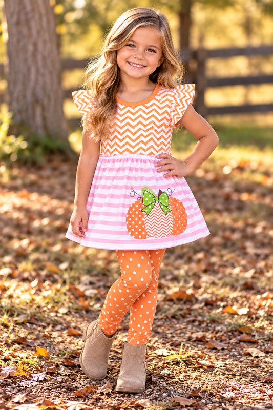 PINK & ORANGE PUMPKIN PANT SET