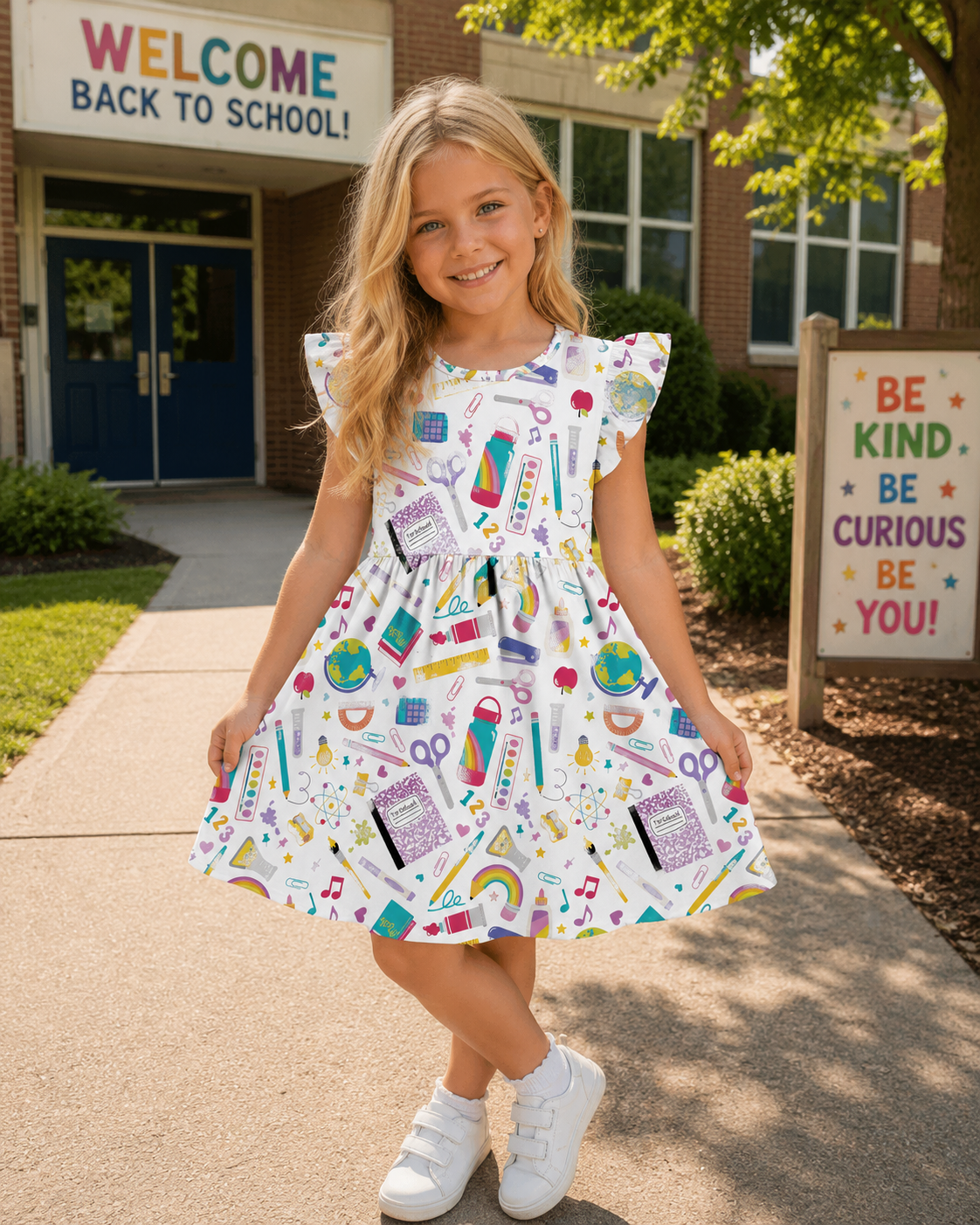White School Supply Dress