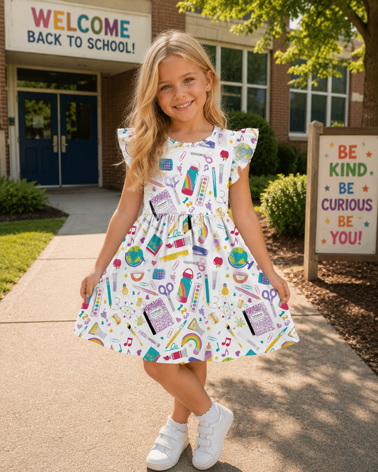 White School Supply Dress