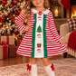 Red Stripe Embroidered Santa Dress