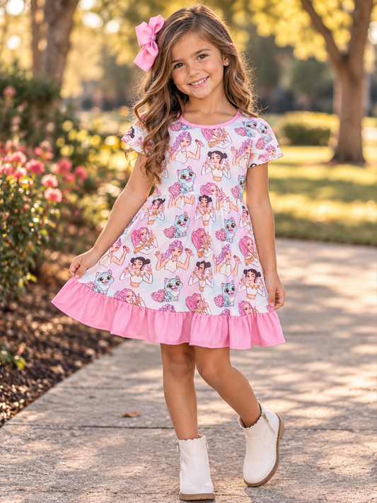 Pink Kpop Ruffle Dress