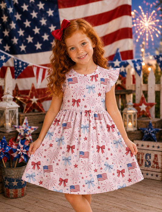 Pink Fireworks & Flags