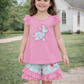 Pink Floral Bunny Short Set