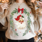 Adult-Tan Santa Wreath Sweatshirt