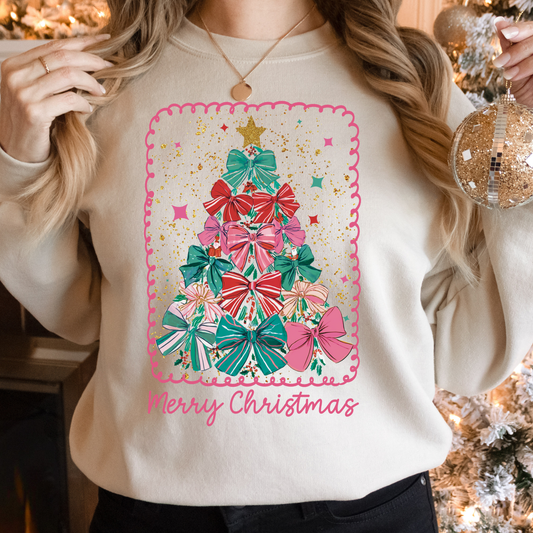 Adult- Bow Christmas Tree Sweatshirt