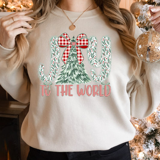 Adult- Gingham Joy to the World Sweatshirt