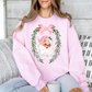 Adult-Pink Santa Wreath Sweatshirt