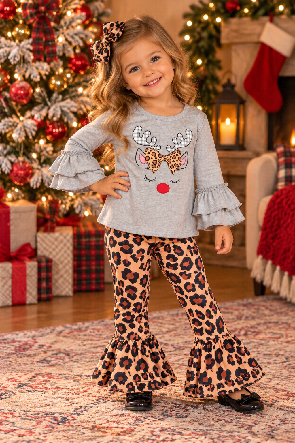 Leopard Reindeer pant Set