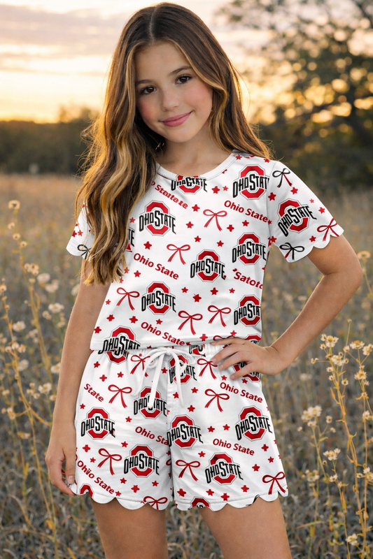 Ohio State Scallop Short Set