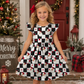 Black Checkered Santa Dress
