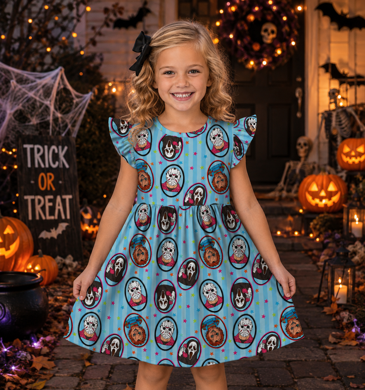 Blue Scary Friends Dress