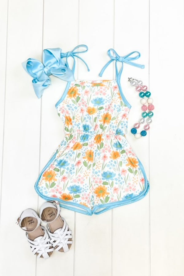Blue & Yellow Floral Romper