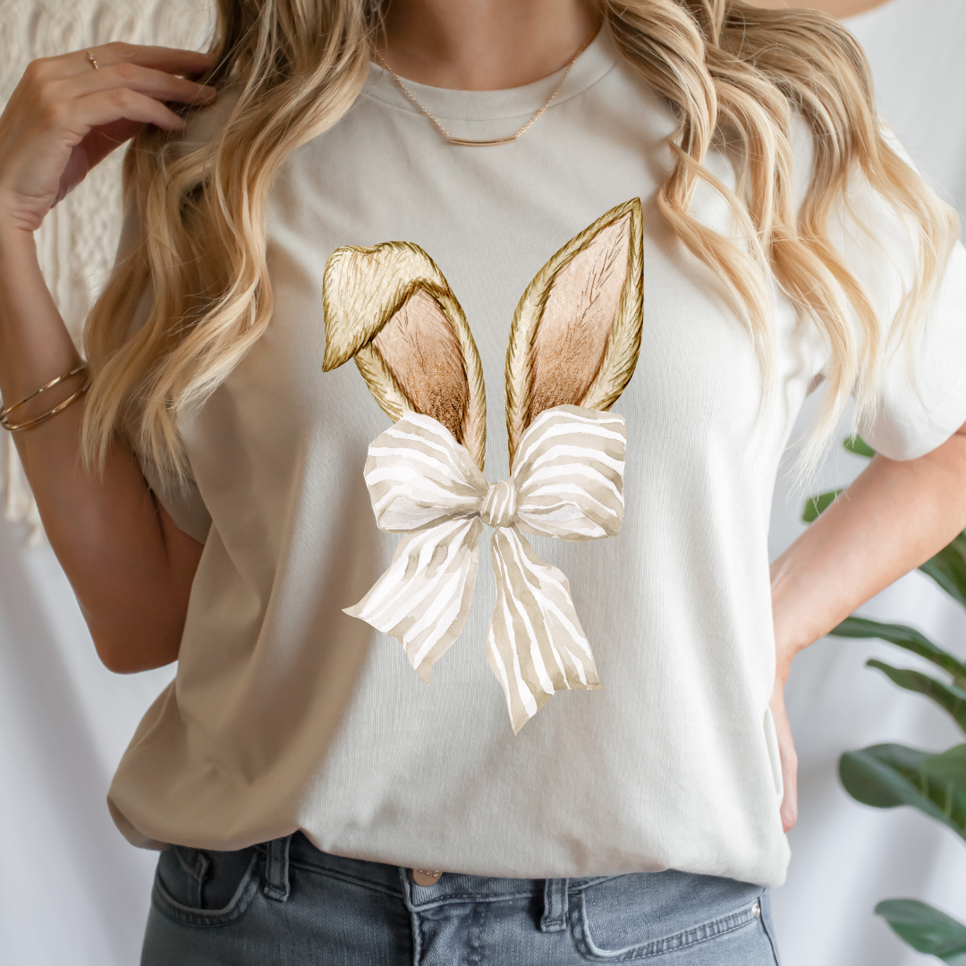 Mama & Me-Beige Bunny Bow