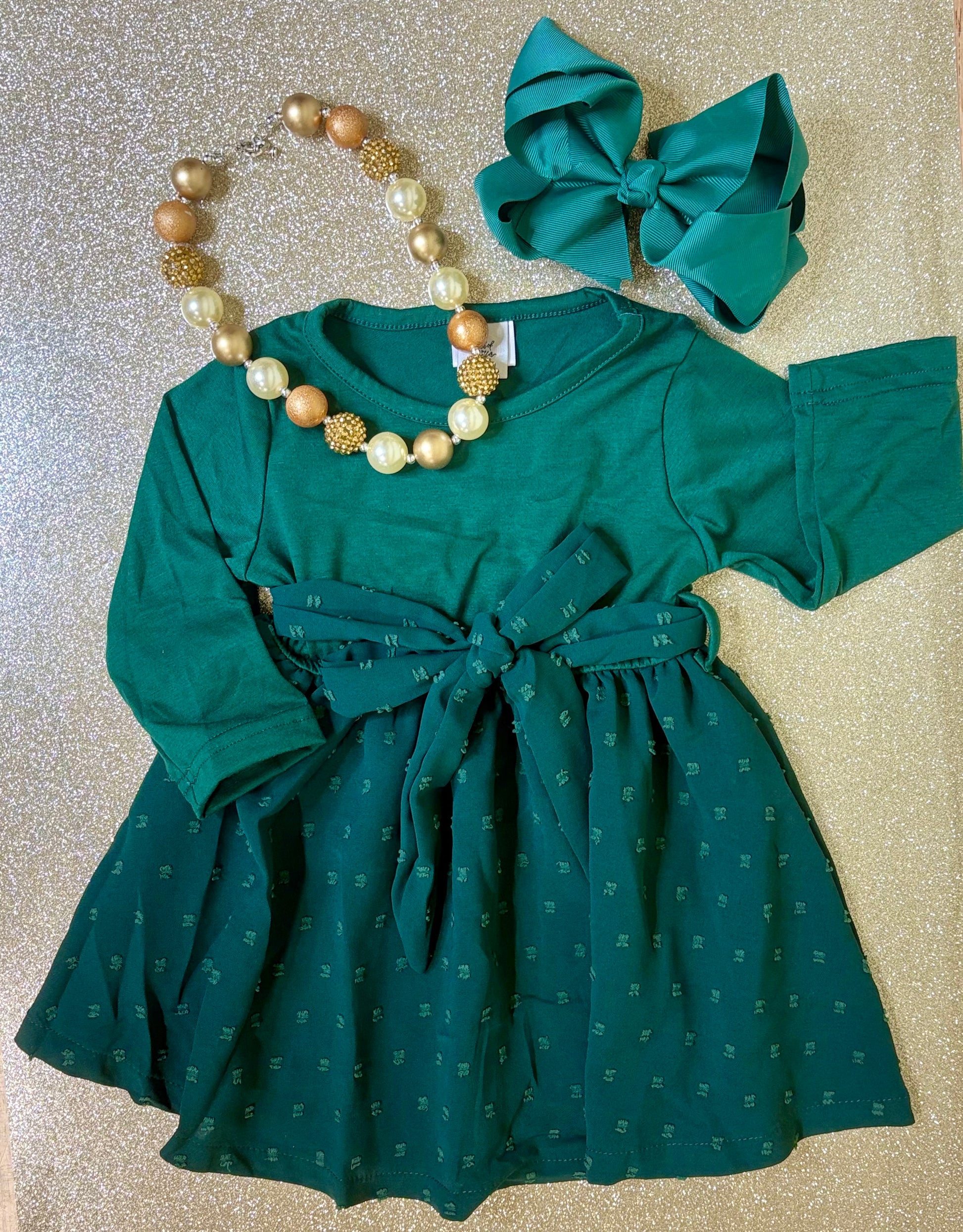 Mama & Me - Hunter Green Dress, 3XL-7/8 | Dash of Glitter Mama & Me - Hunter Green Dress, 3XL-7/8 | Dash of Glitter
