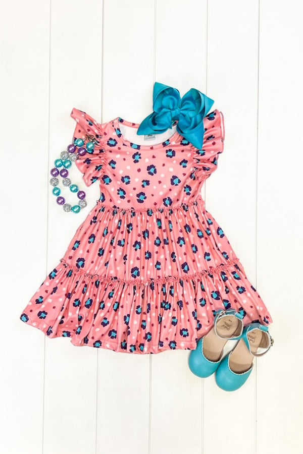 Coral & Turquoise Leopard Dress