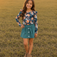 Teal Floral Skirt Set