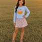 Embroidered Blue Pumpkin Skirt Set