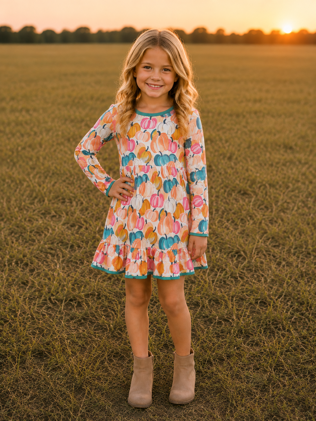 Pink & Teal Pumpkin Dress