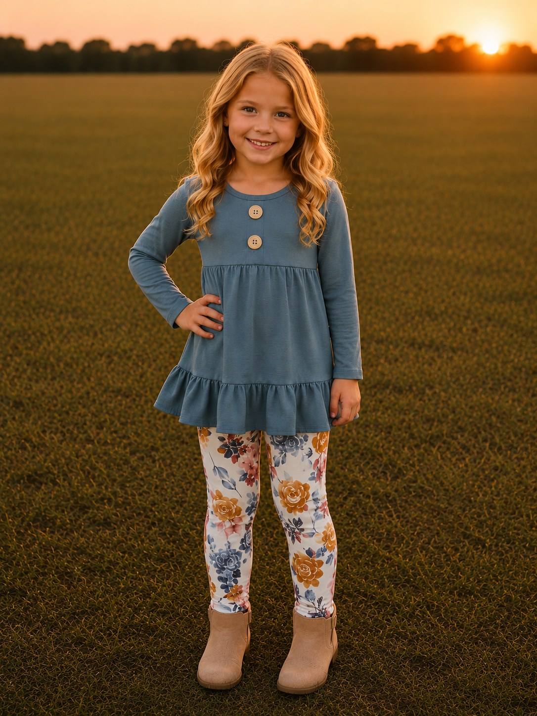 Teal Floral Pant Set