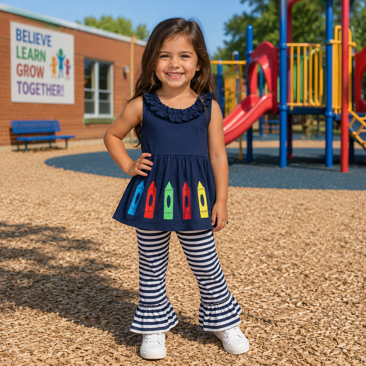 Navy Crayon Pant Set
