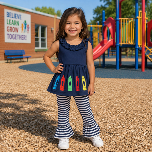 Navy Crayon Pant Set