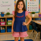 Royal & Red Apple Ruffle Short Set