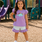 Embroidered Purple Dino Crayon Short Set