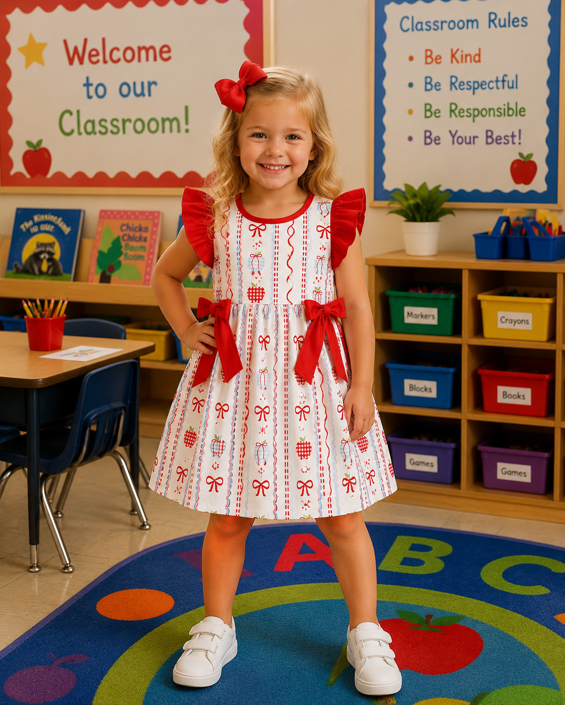 Red & White Apple Dress