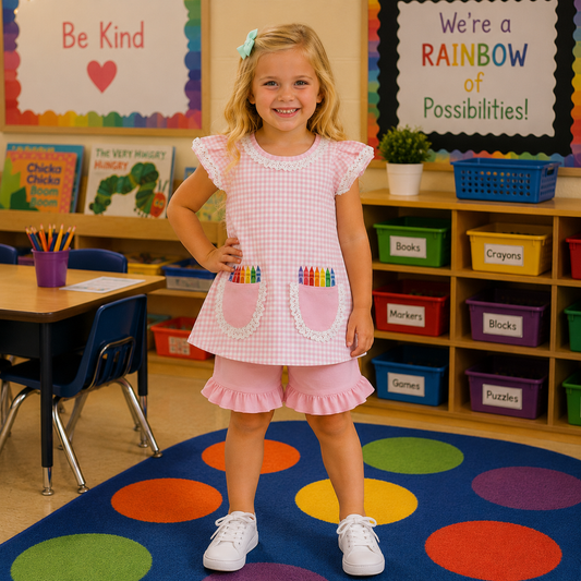 Pink Crayon Short Set