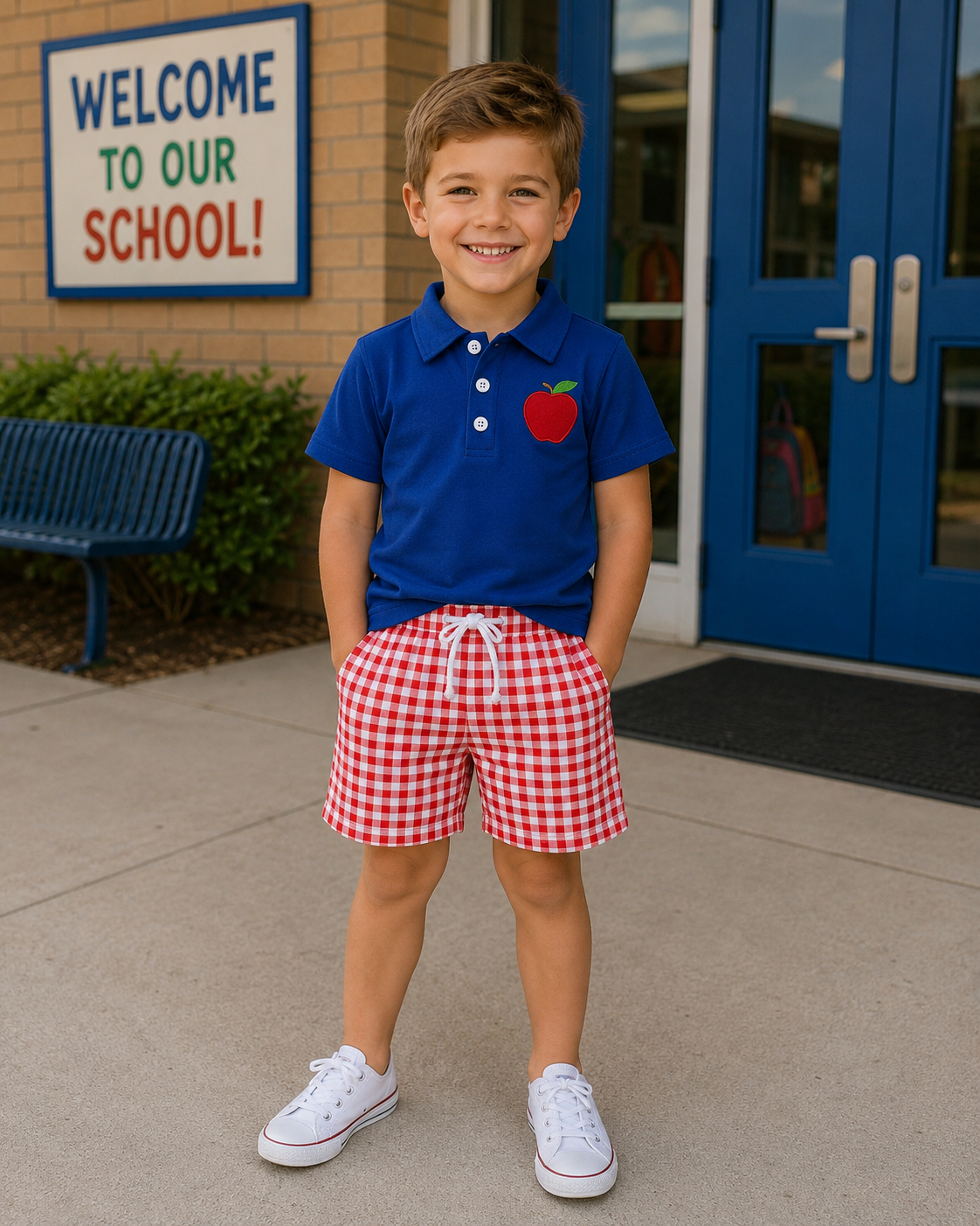 Royal & Red Apple Polo Short Set