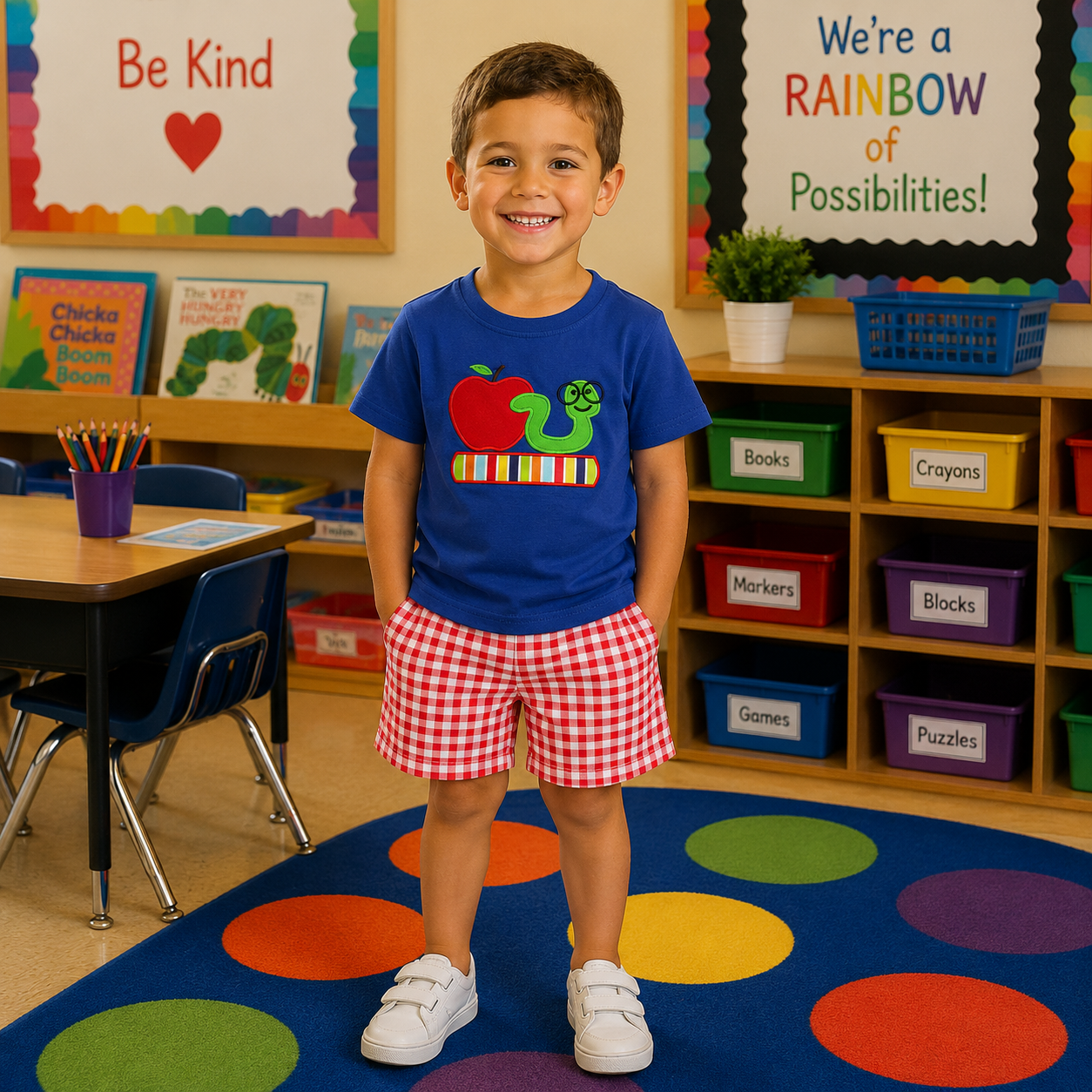 Embroidered Book Worm Short Set