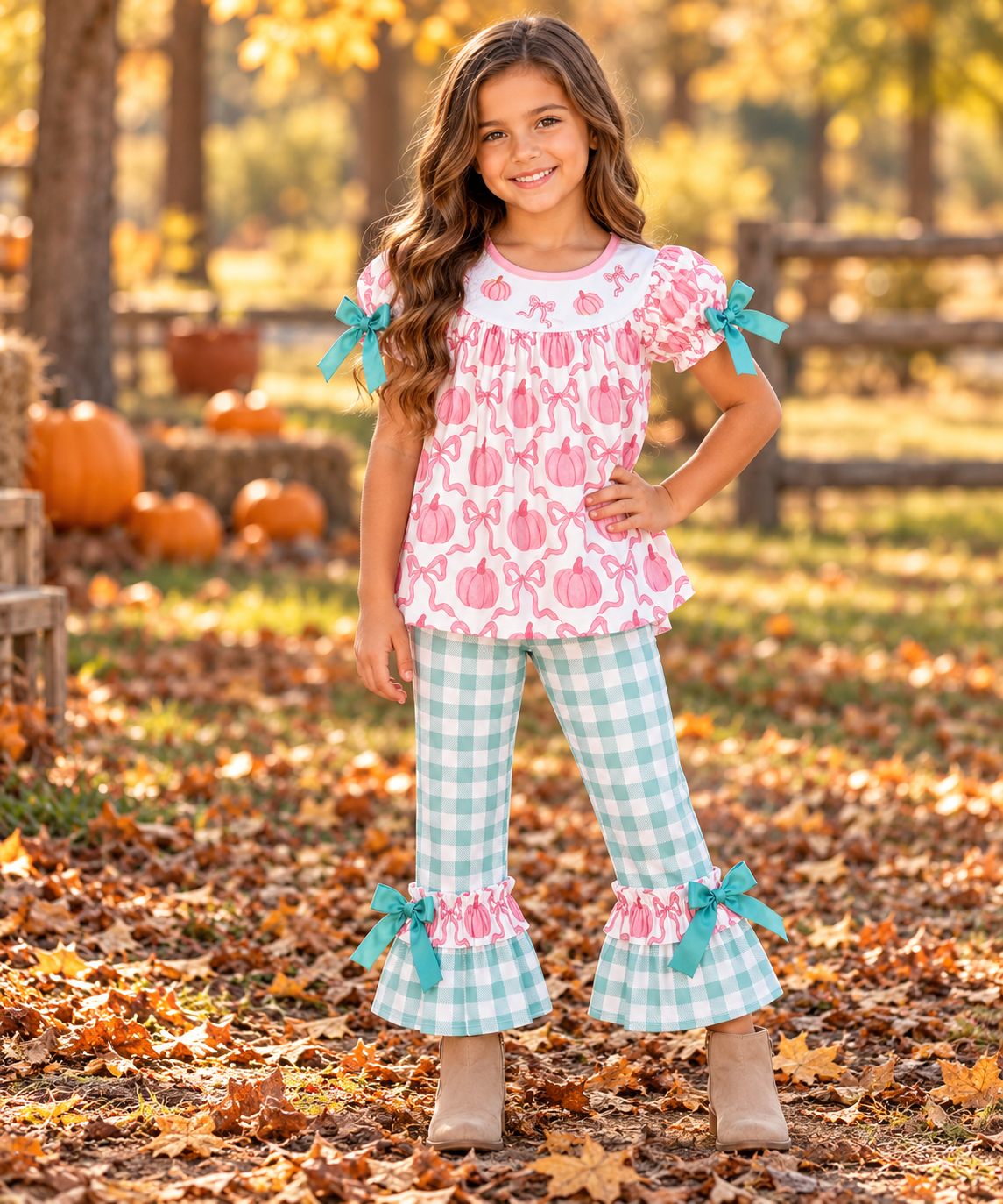Pink & Aqua Pumpkin Pant Set