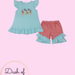 Light Blue Patriotic Dog Short Set