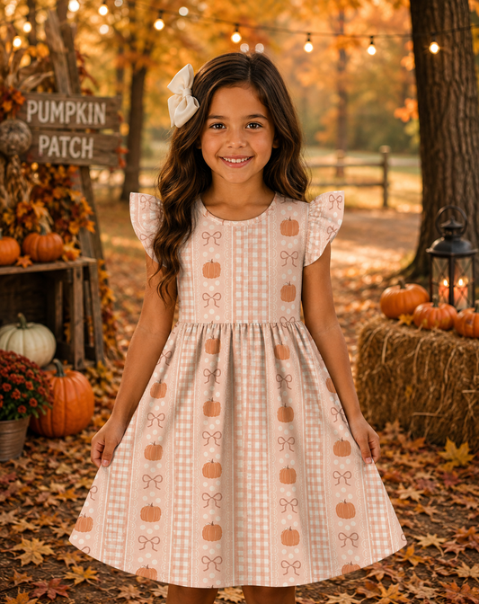 Gingham Pumpkins & Bows Dress